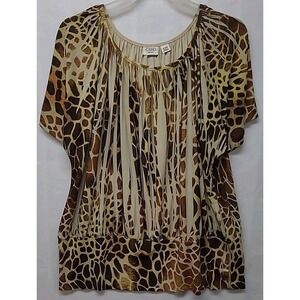 Cato Womens Plus Size 2X Shirt Giraffe Print Comfy Casual Travel‎ Vacation